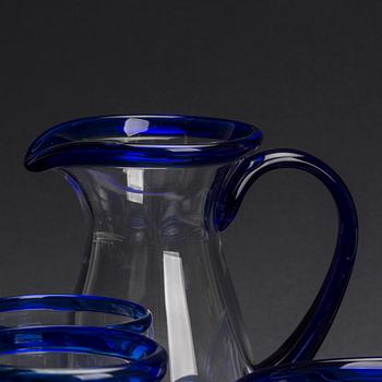 SKÅLAR, GLAS OCH KANNA, 12 st, glas, Bergdala glasbruk, 1900-tal.