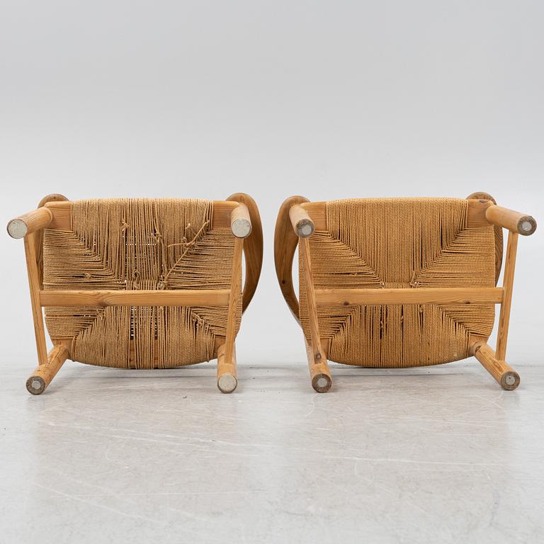 Rainer Daumiller, a set of four pine armchairs, Denmark, 1960s/70s.