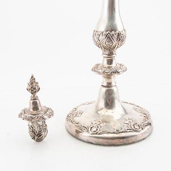 A pair of Ne Rococo epns candelabras mid 1800s.