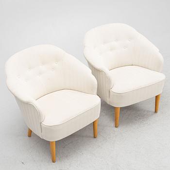 Carl Malmsten, a pair of 'Lillpaddan' armchairs, OH Sjögren, second half of the 20th Century.