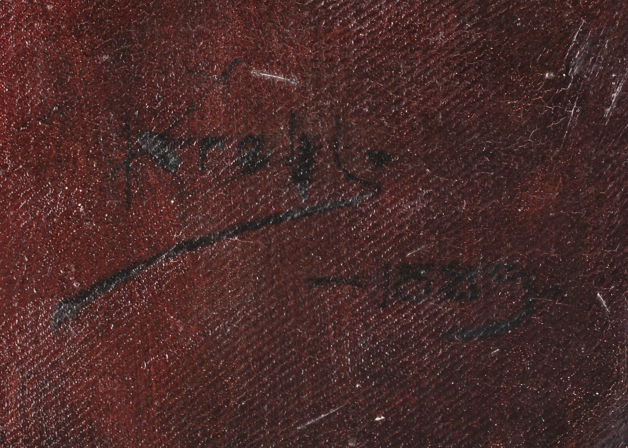 OKÄND KONSTNÄR, olja på duk, sign Kreht o dat 1889.