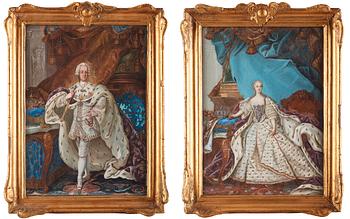 734. Niclas Lafrensen d.ä., ”King Adolf Fredrik” (1710-1771) & ”Queen Lovisa Ulrika” (1720-1782), a pair.