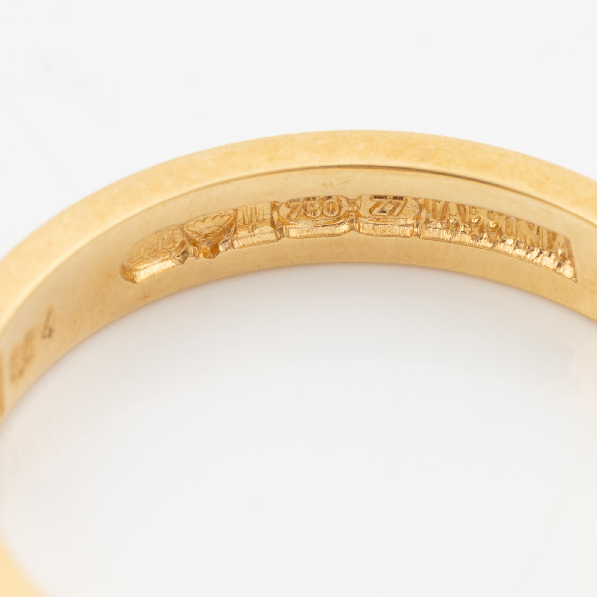 Lapponia, ring, 18K gold set with a round brilliant-cut diamond, Finland 1977.
