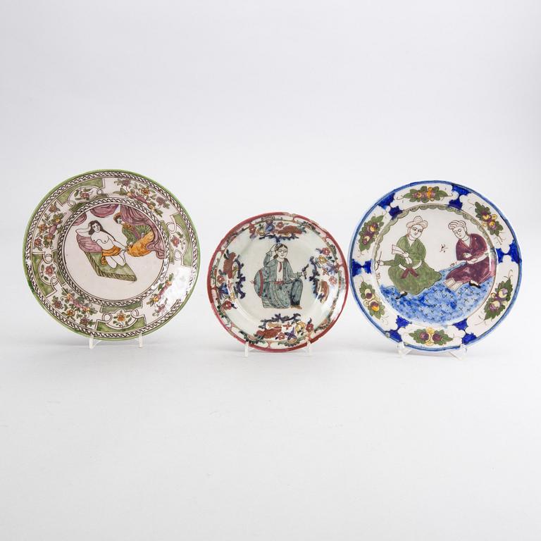 A set of three 19th century Persian eartheware  plates.