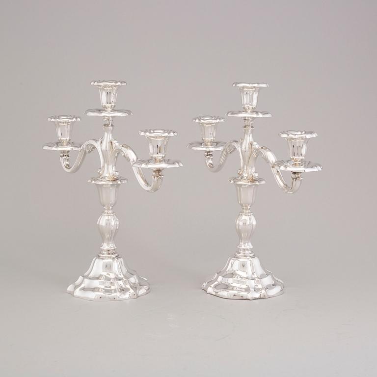 A Pair of silver candelabras by JG Hentzell 1931.