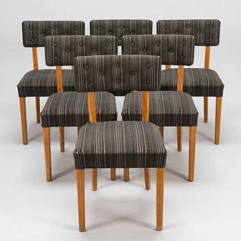 AINO AALTO, A set of six 1940's chairs for O.Y. Huonekalu- ja Rakennustyötehdas A.B. Finland.