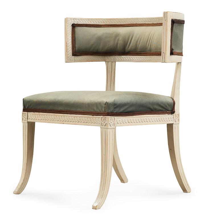 A late Gustavian circa 1800 klismos armchair.