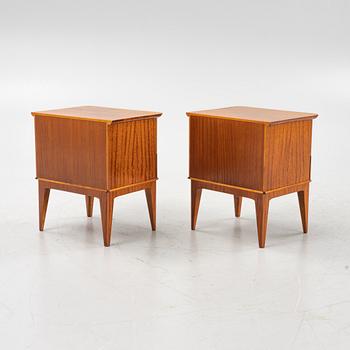 A pair of Swedish Modern bedside tables, Löfvings Möbelfabrik, SMI, Tibro, dated 1949.