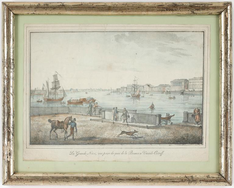 KOPPARSTICK, 3 stycken, kolorerade, 1800-talets mitt.