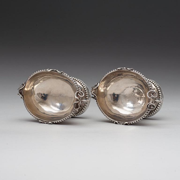 A pair of 18th century silver salts, marks of Joseph-Thomas Vancouvenbergh, Paris 1784.