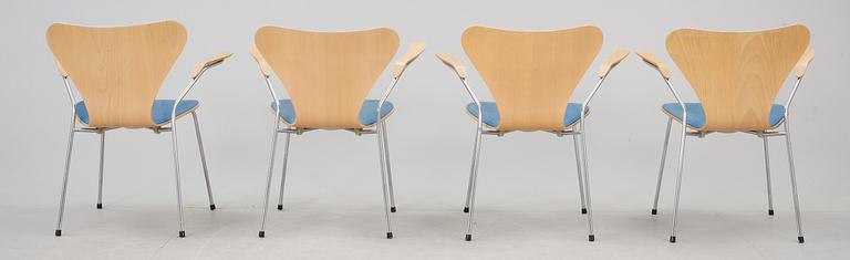 STOLAR, 4 stycken, "Sjuan", Arne Jacobsen, Fritz Hansen.