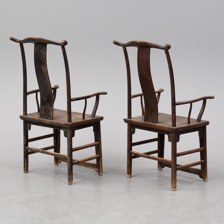 A pair of chinese chairs, Qing dynasty (1664-1912).