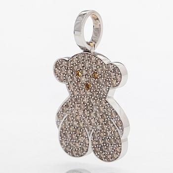 TOUS, an 18K white gold pendant in the form of a teddy bear with brownish diamonds total ca 1.09 ct, Spain.