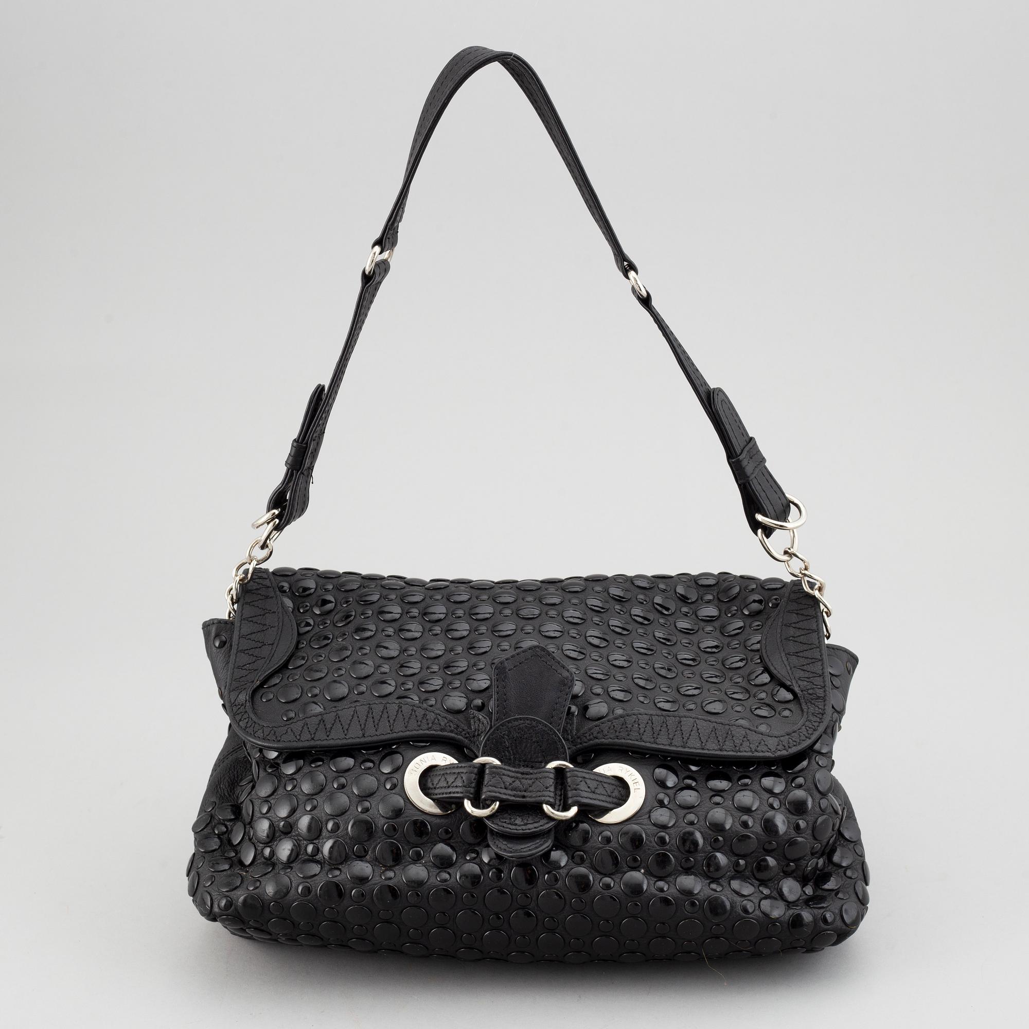 SONIA RYKIEL, a black leather bag.