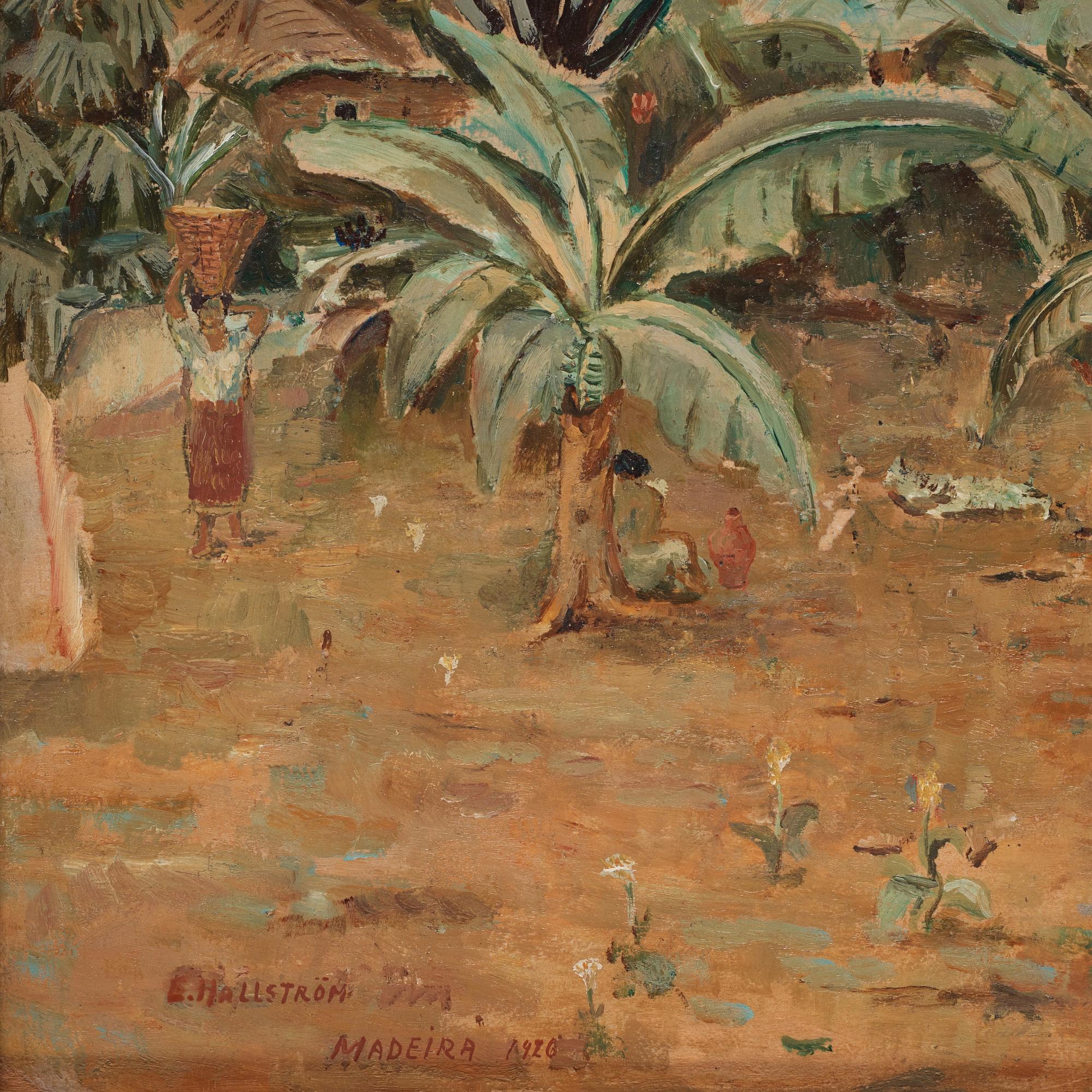 ERIC HALLSTRÖM, Olja på pannå, Signerad E. Hallström och daterad Madeira 1926.