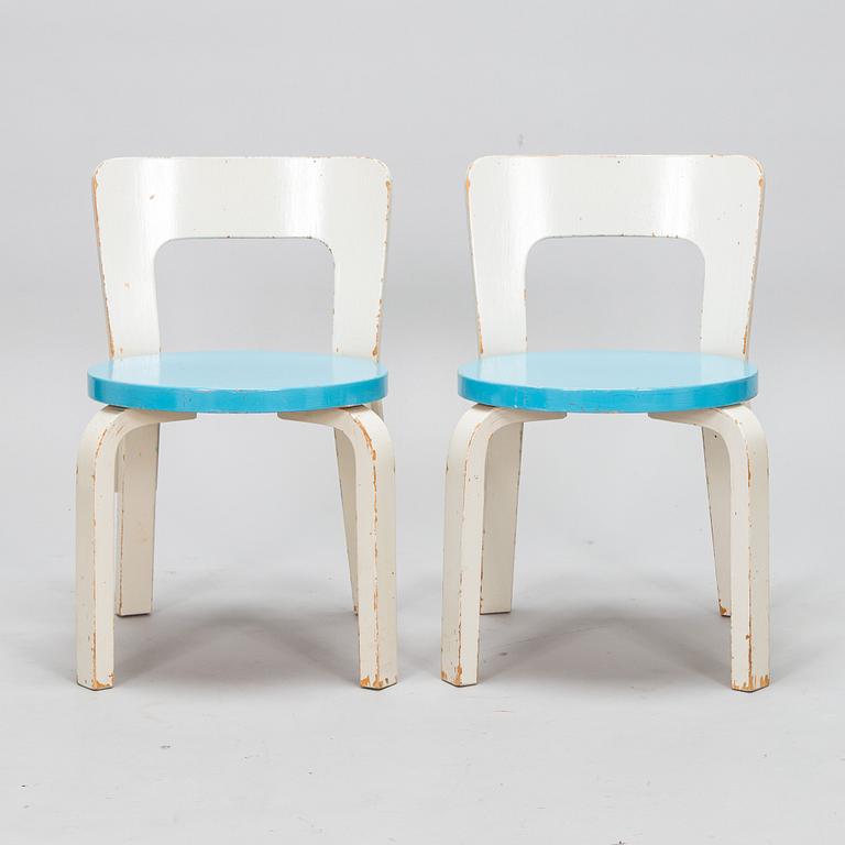 Alvar Aalto, barnstolar, 4 st, N65, Artek, 1960-tal.