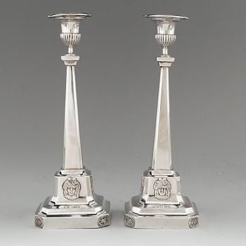 A pair of Swedish 18th century silver candlesticks, mark of Pehr Zethelius, Stockholm 1799.