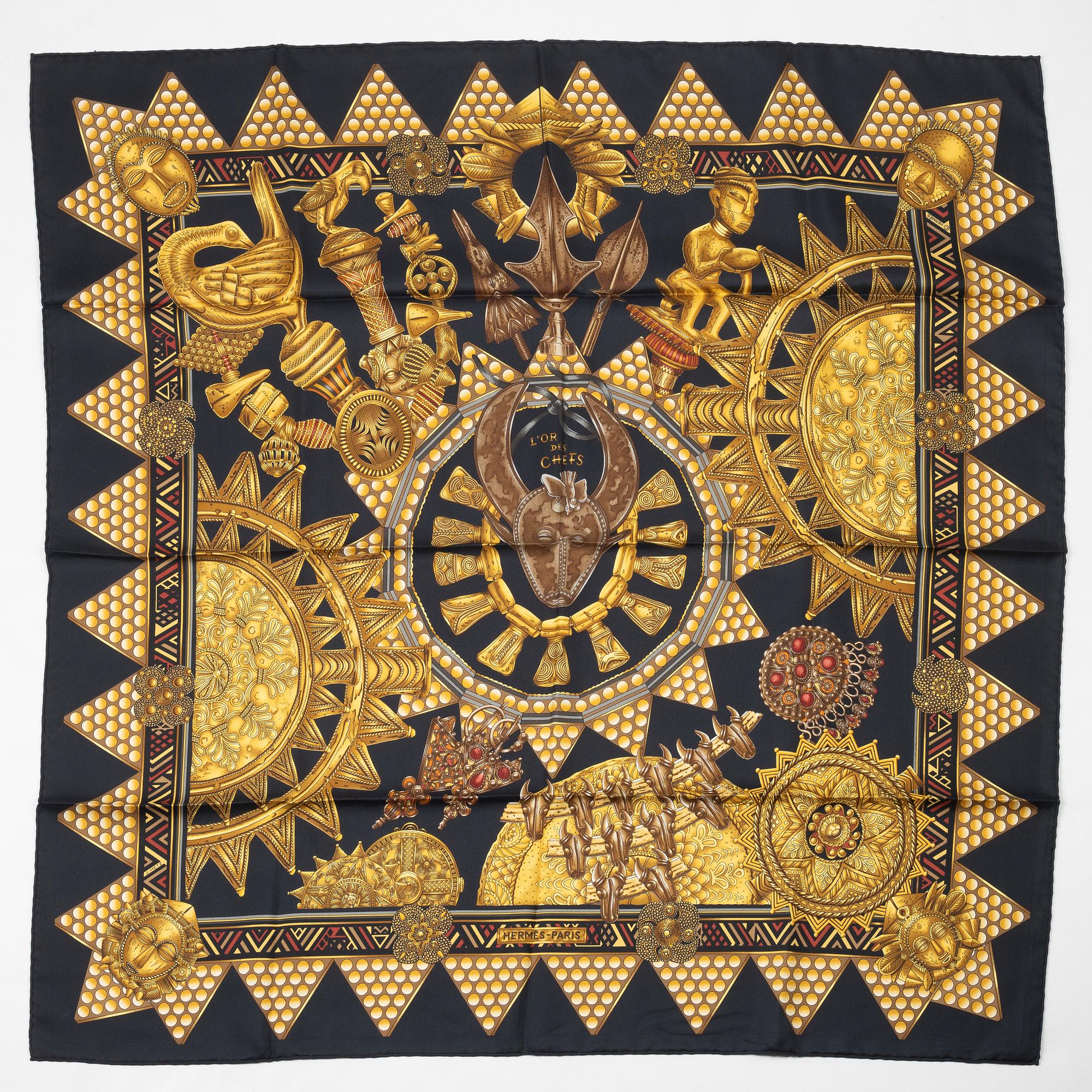 Hermès, scarf, "L'Or des Chefs".