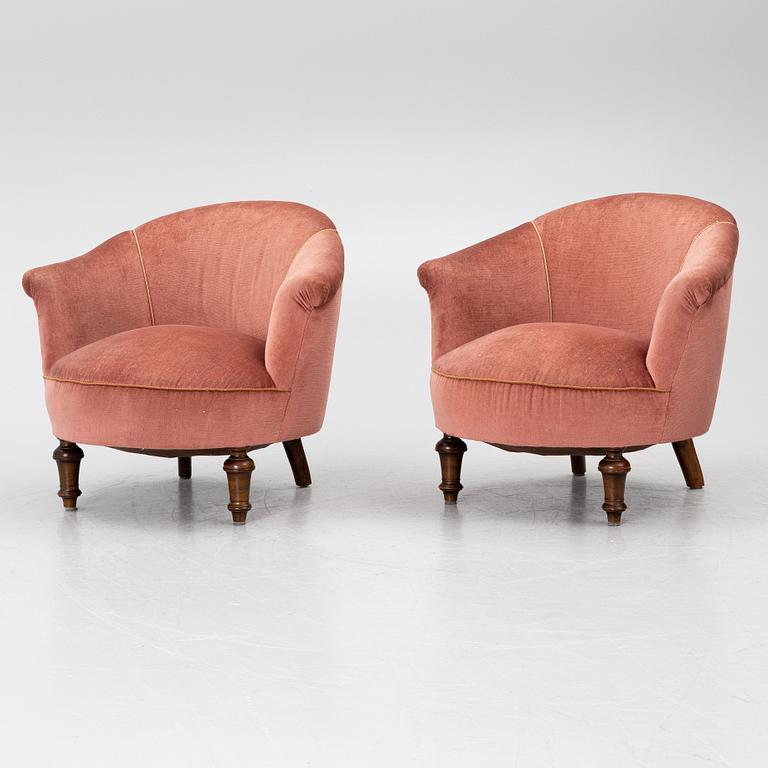 Armchairs, a pair, 1930s/40s.