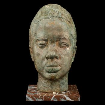 STEN TEODORSSON, skulptur, patinerad gjutmassa, sign.