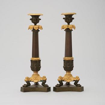 A pair of French Neo Gothic 19th century candlesticks.