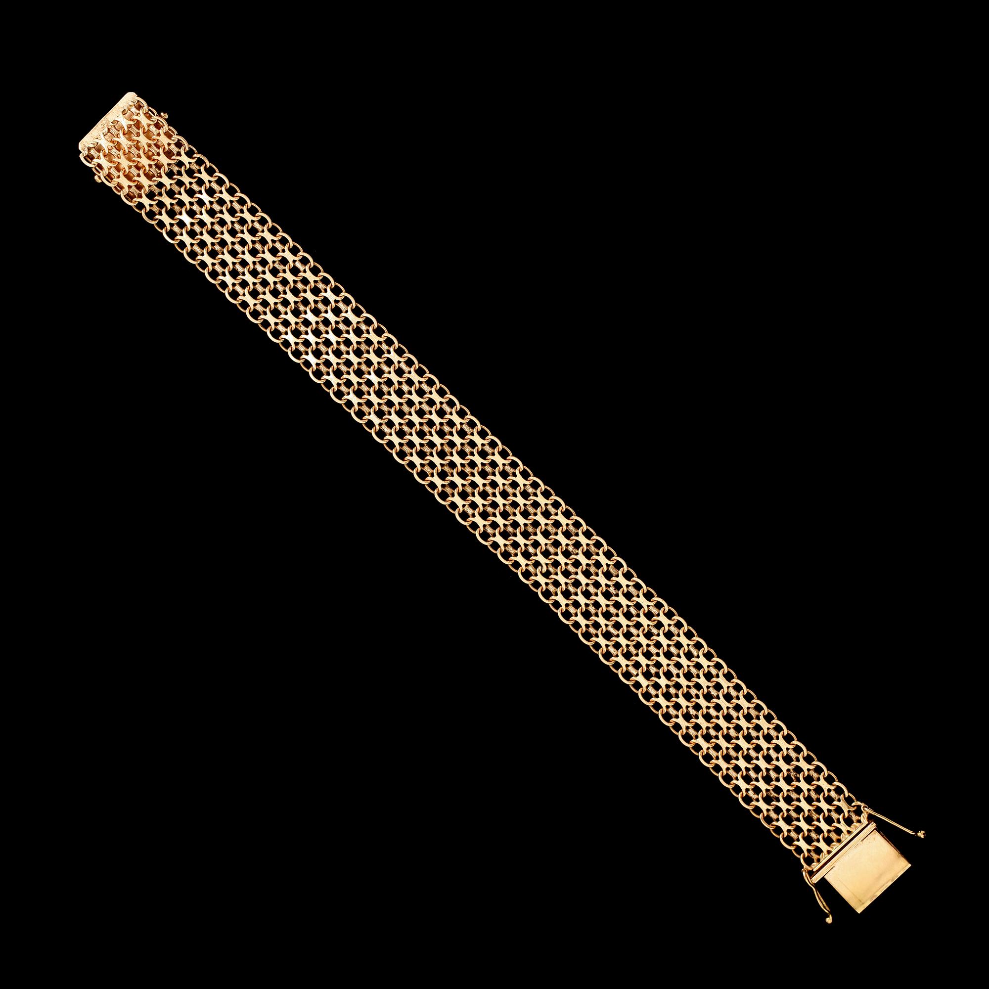 ARMBAND, 18 k guld, X-länk, vikt ca 23 g.