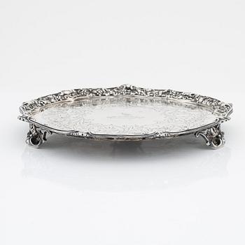 An English Silver Salver, mark of John Samuel Hunt, London 1851.