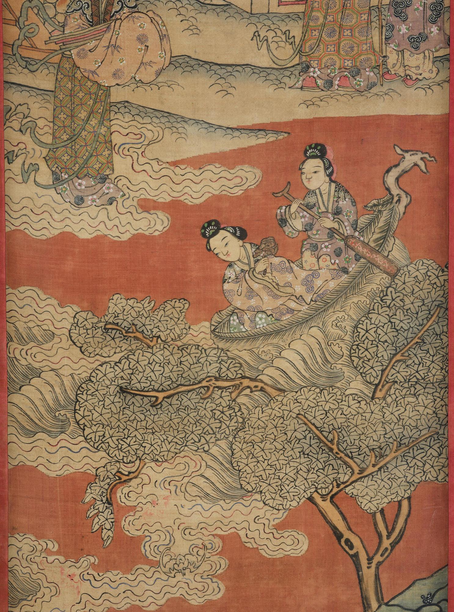 A set of four kesi panels depicting Xiwangmu and the daoist Immortals, late Qing dynasty.