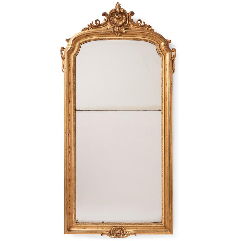 A Swedish Rococo mirror, mid 18th century.