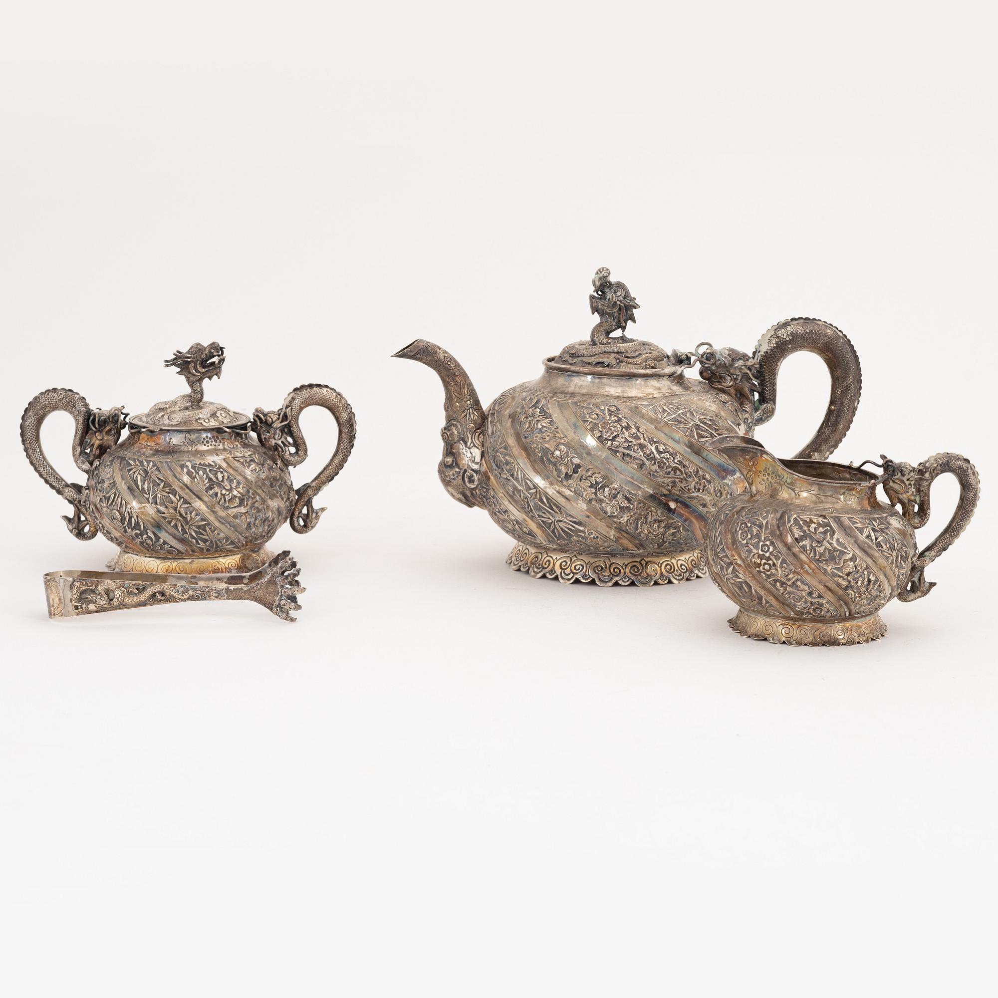 A Chinese Export silver tea service, unidentified maker's mark, 20th Century.