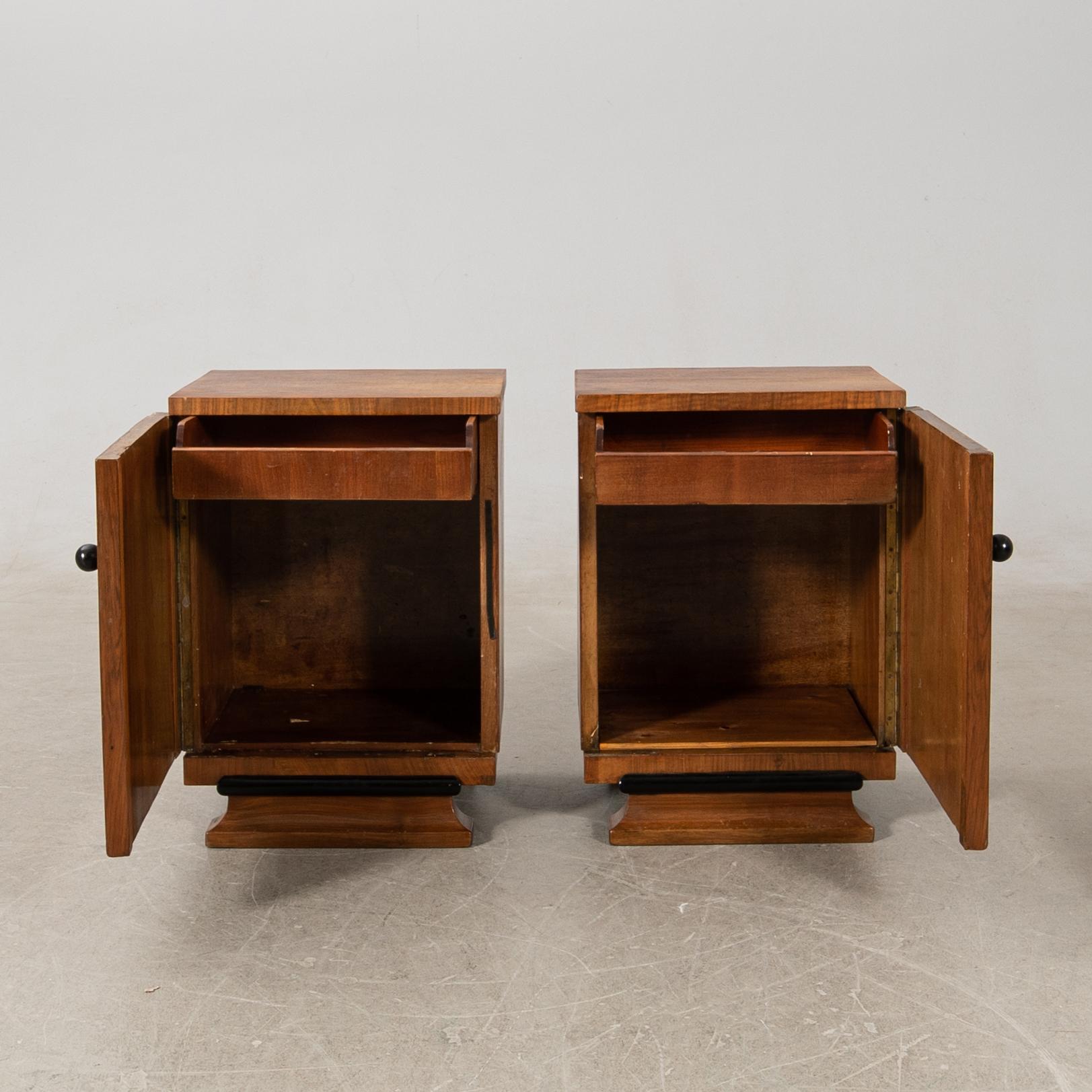 Bedside tables, a pair, Art Deco, first half of the 20th century.