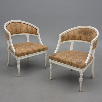 BALJFÅTÖLJER, ett par, gustaviansk stil, 1900-talets början.