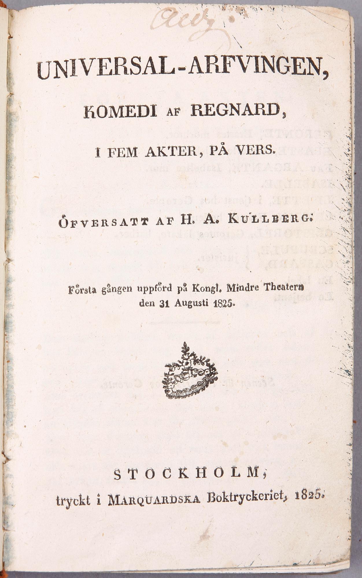 BÖCKER, 3 vol, dramer, bla "Figaros bröllop" av de Beaumarchais, Stockholm 1785.
