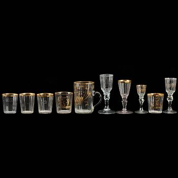 GLAS, 10 delar, tidigt 1800-tal, delvis Tyskland