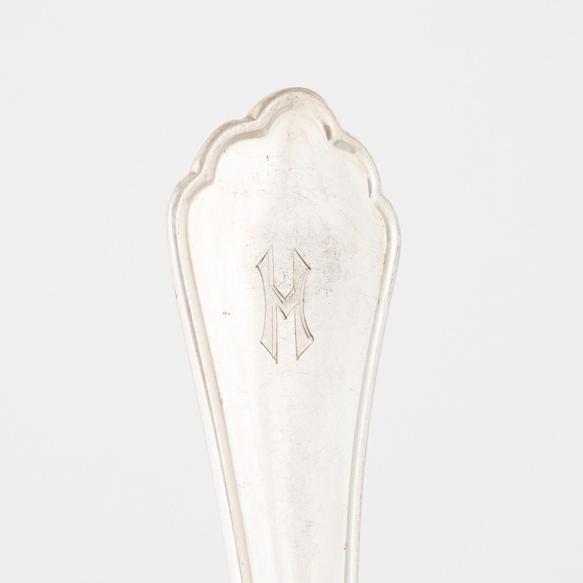A silver flatwear set, 65 + 19 pieces, two similar models, including Garmany and Swedish import marks.