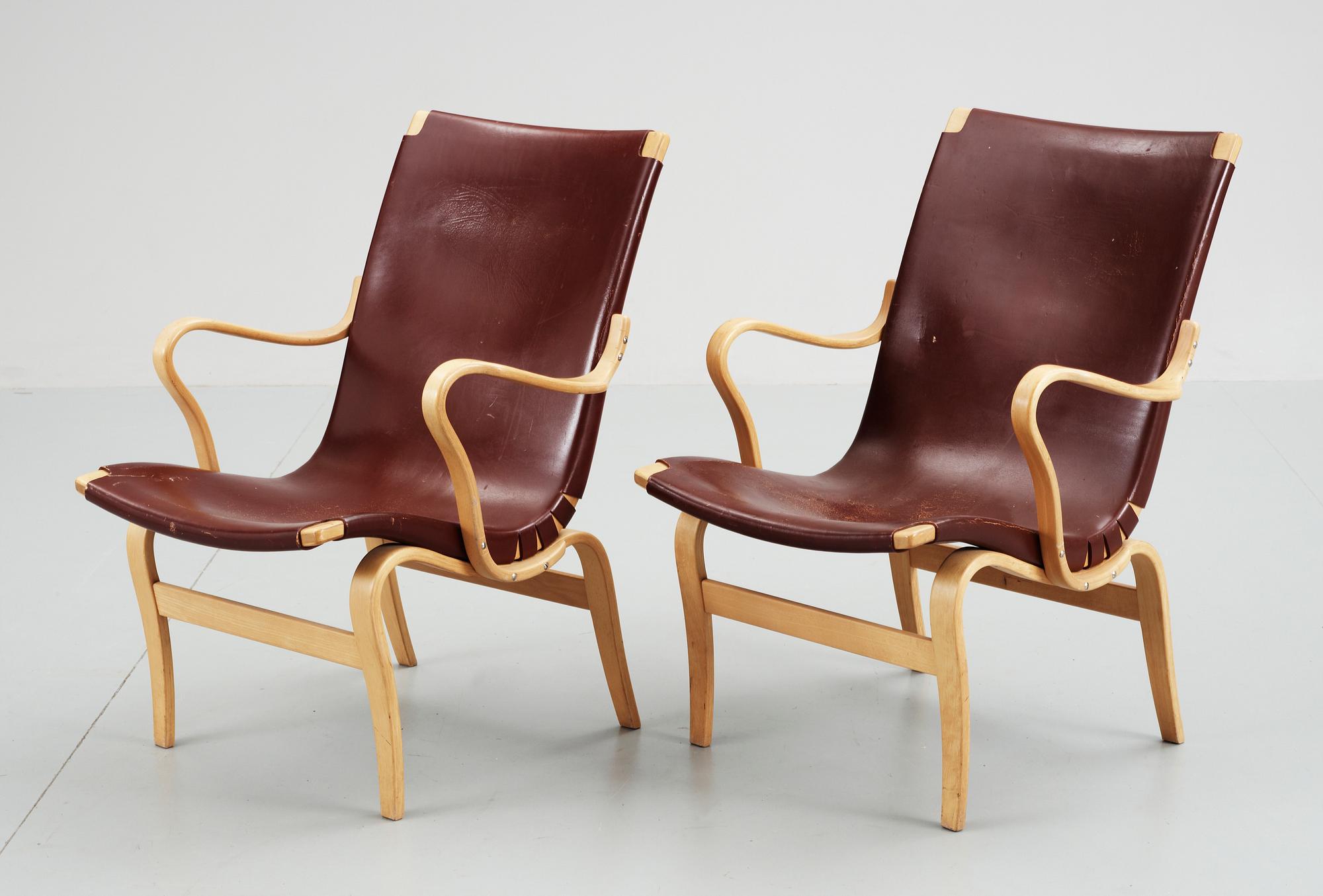 FÅTÖLJER, ett par. "Eva", Bruno Mathsson.