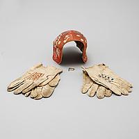 A bonnet and two pair of gloves from the second half of the 19th century.