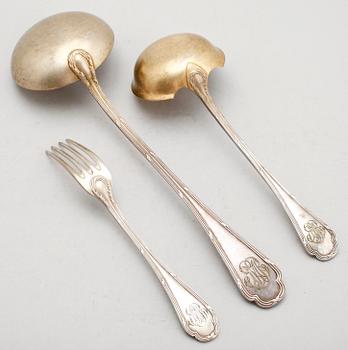 BESTICK, nysilver, Frankrike, bla Guyonneau Besancon, tidigt 1900-tal, handtag av horn.
