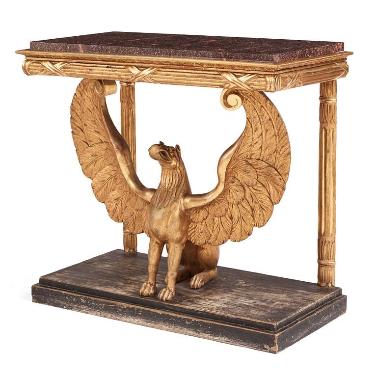 A Swedish Empire console table, Stockholm, first half of the 19th century.