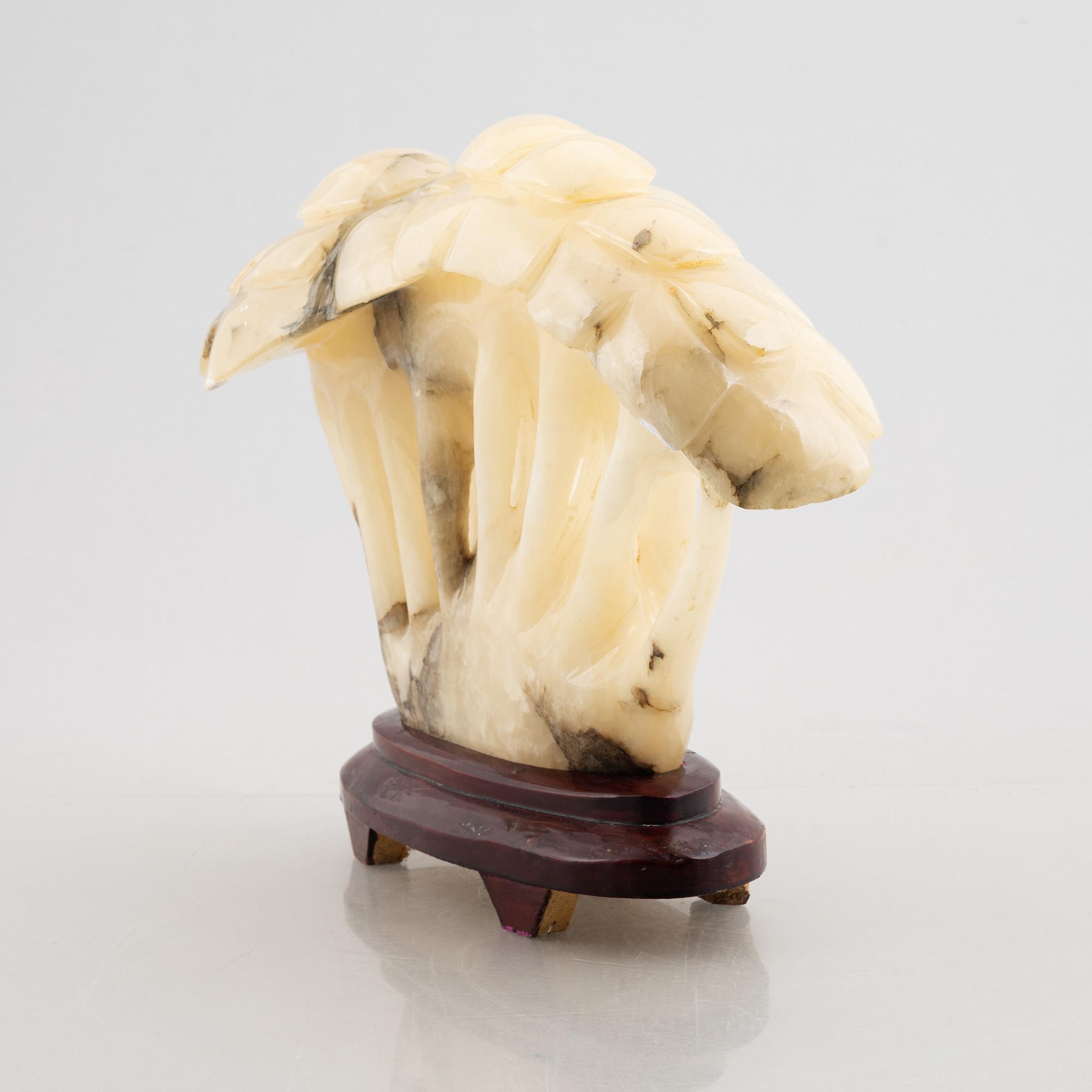 A white stone mushroom sculpture, China, 20th century.