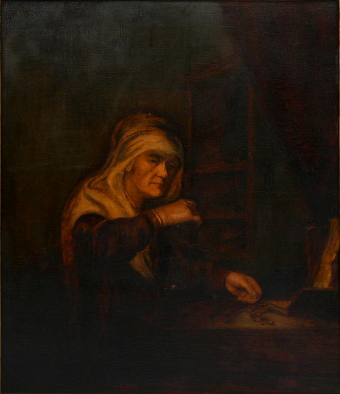 OKÄND KONSTNÄR, olja på duk. Omkring år 1900.