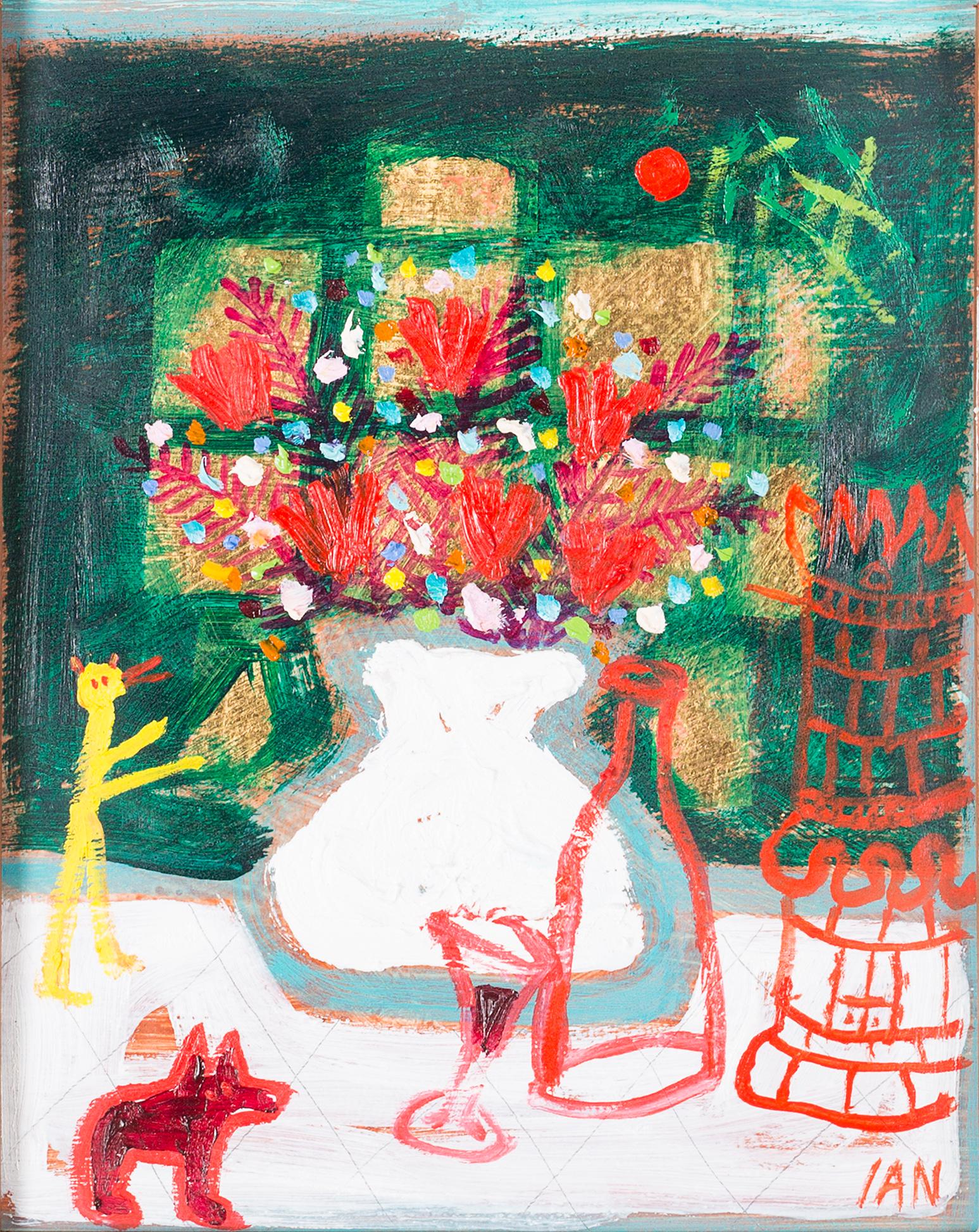 IAN RUSTH, mixed media on panel, signed and dated à tergo -16 cm.