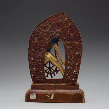 A Tibetan cast gilt copper alloy figure of Sarvabuddhadakini, 19th Century.
