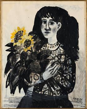Olle Olsson-Hagalund, "Flicka med solrosor (the artist's daughter Lena).