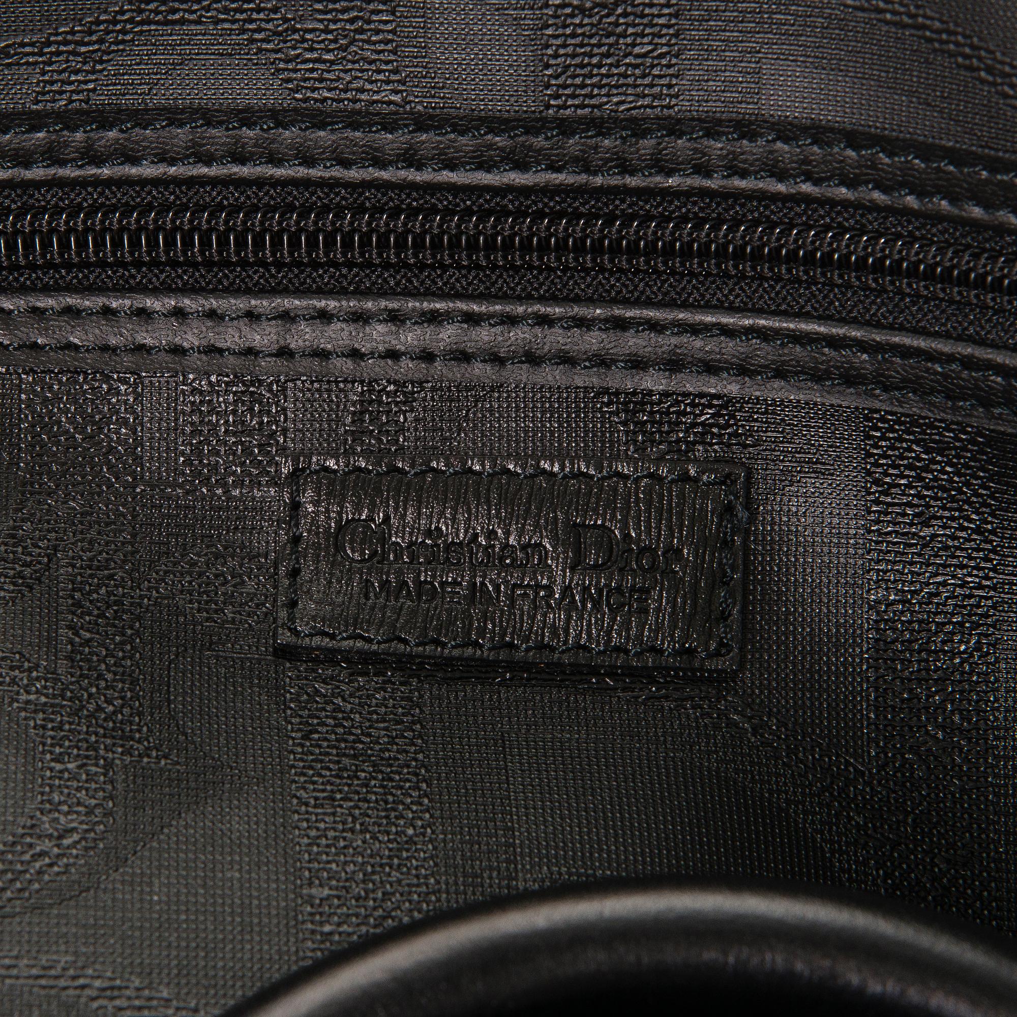 CHRISTIAN DIOR Black Monogram Coated Canvas Duffel Bag.