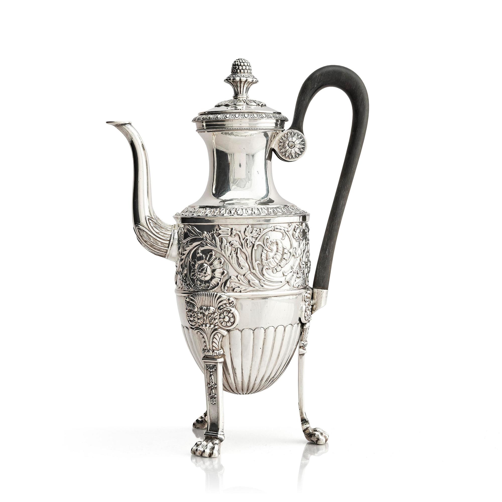 Adolf Zethelius, kaffekanna, silver, Stockholm 1832. Empire.