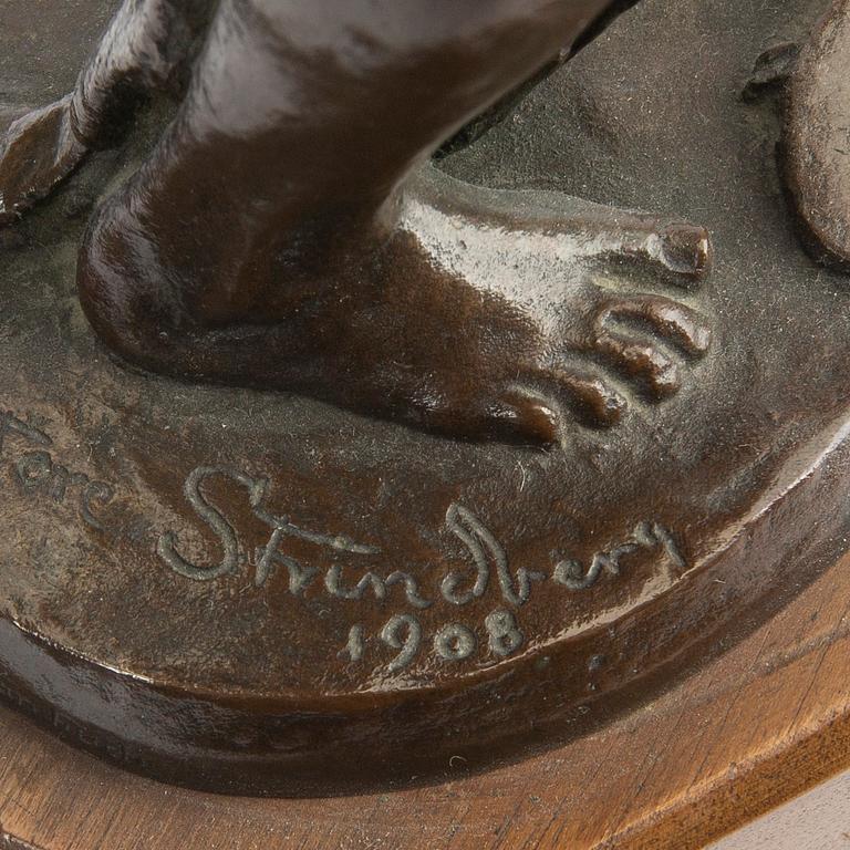 Tore Strindberg,  asigned bronze sculpture 1906.