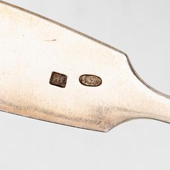 Nine Russian silver spoons, including St Petersburg 1828.