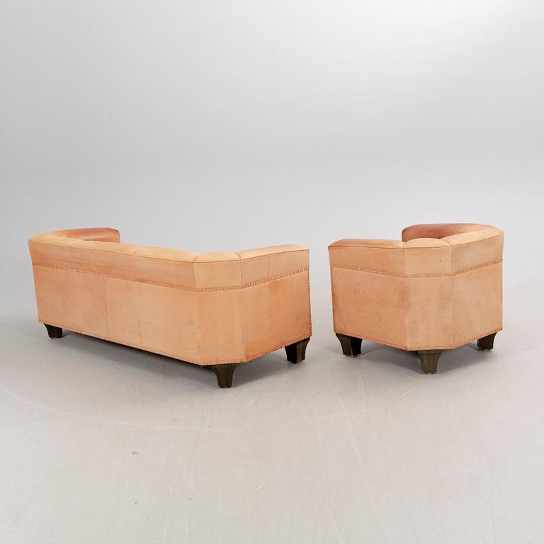 Josef Hoffmann, soffa och fåtölj  "Palais Stoclet" för Wittmann Österrike sent 1900-tal.