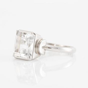 Ring, 18K white gold with synthetic white stone.